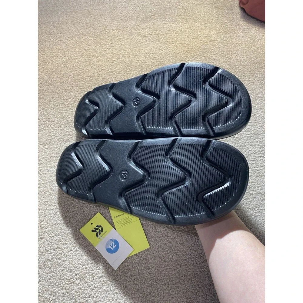 All in Motion Men's Black Contoured Sport Slide Sandals Size 12